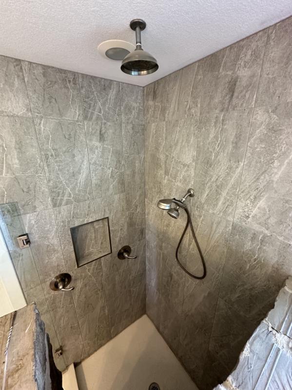 modern shower tile installation