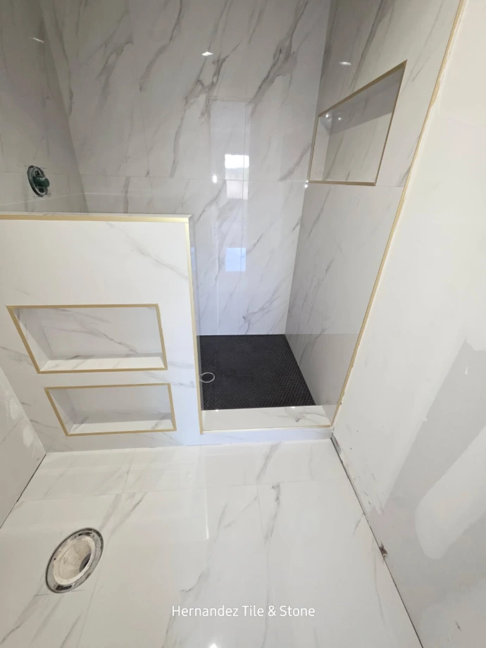 frameless shower door modern bathroom