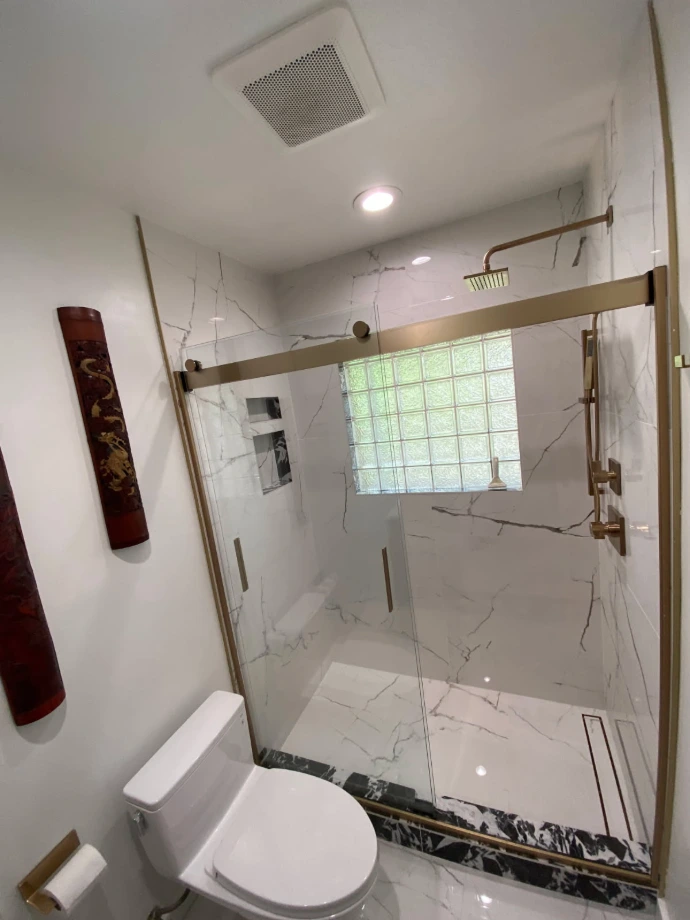 stone tile bathroom shower design